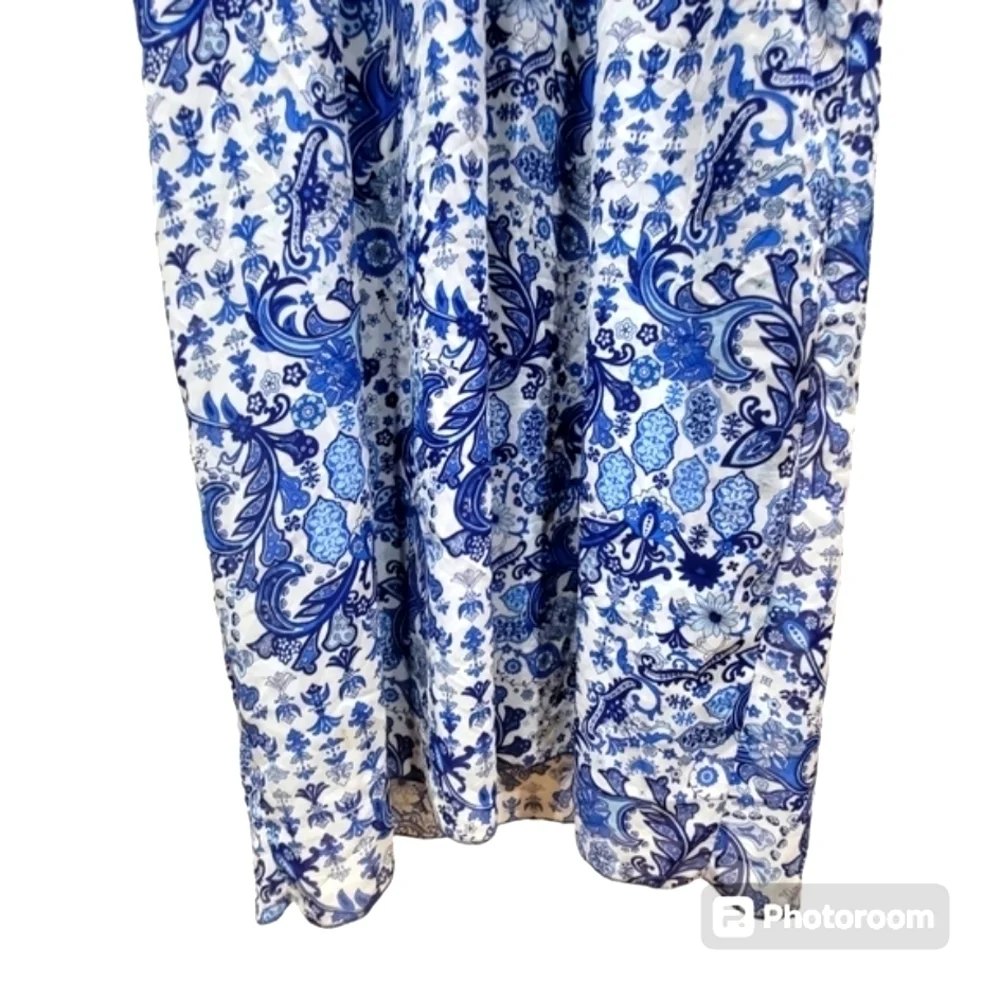Size 16/18 Blue Lace Floral Spaghetti Strap Maxi Dress Party Casual VCAY - Picture 3 of 6